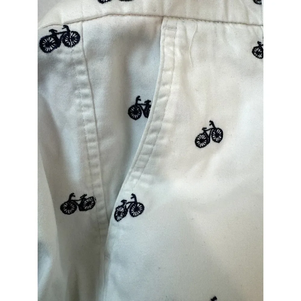 British Khaki Bicycle Print Chino Shorts 97% Cotton - Women Size 4